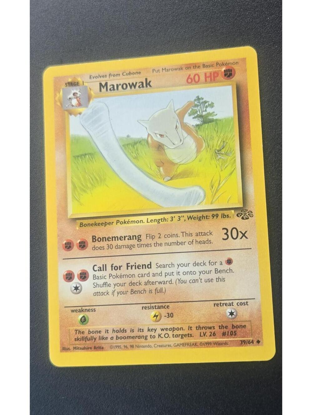 Marowak Stage 1 Pokemon Card 60 HP